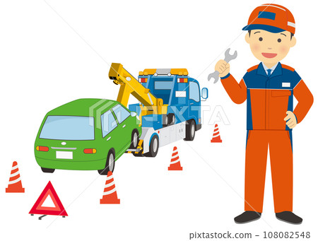 拖車和工作人員正在運輸汽車 拖車和工作人員正在運輸汽車 108082548