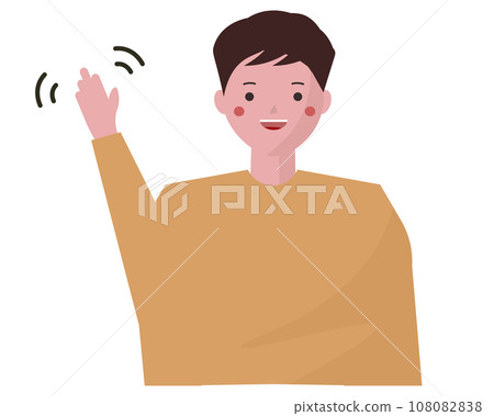 一個男人微笑著揮手。向量圖 108082838
