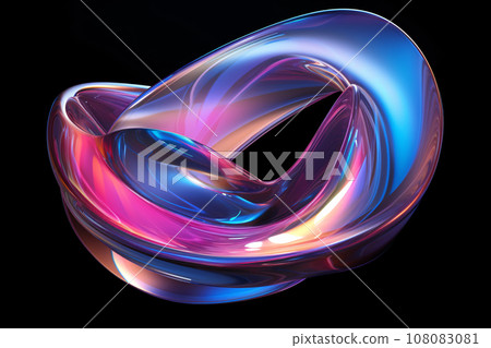 Iridescent Holographic Crystal Shapes with Gradient Texture in Motion, 3D Illustration Iridescent Holographic Crystal Shapes with Gradient Texture in Motion, 3D Illustration 108083081