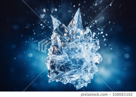 Crystal Explosion on Blue Background, Abstract Art and Design Element 108083102