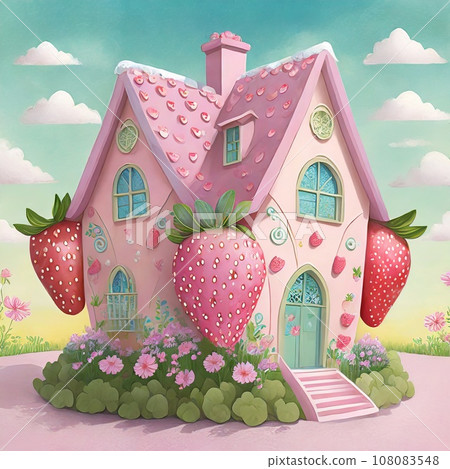 cute strawberry house 108083548