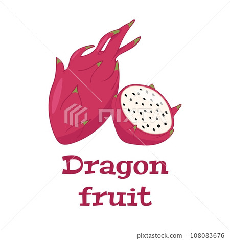 Colored vector illustration of dragon fruit. Design element for fabric, textile, clothing, wrapping paper, wallpaper Colored vector illustration of dragon fruit. Design element for fabric, textile, clothing, wrapping paper, wallpaper 108083676