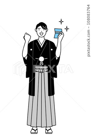 穿著鳳頭袴的男人很高興看到他的銀行存摺 穿著鳳頭袴的男人很高興看到他的銀行存摺 108083764