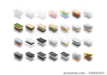 Blank material layers mockup set, different types Blank material layers mockup set, different types 108083847