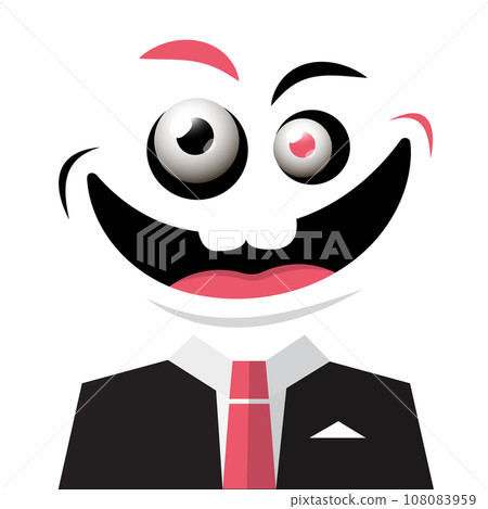 Crazy face caricature - abstract man in suit vector cartoon 108083959
