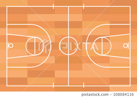 Wooden Basketball court floor with lines top view, gym parquet, Basketball field. Wooden Basketball court floor with lines top view, gym parquet, Basketball field. 108084116