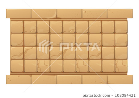 Stone wall from bricks, rock, game background medieval in cartoon style, seamless textured surface. Ui game asset, road or floor material Stone wall from bricks, rock, game background medieval in cartoon style, seamless textured surface. Ui game asset, road or floor material 108084421