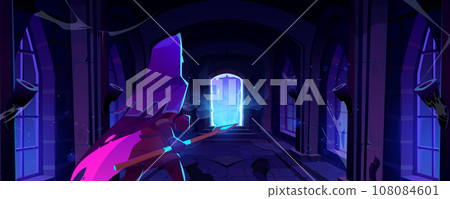 Warrior in dark old abandoned castle or dungeon Warrior in dark old abandoned castle or dungeon 108084601