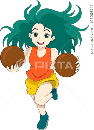 a green haired girl brings two ball 108084943