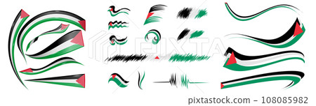 Palestine flag set elements, vector illustration on a white background Palestine flag set elements, vector illustration on a white background 108085982