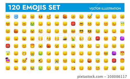 Big yellow square emoji set vector illustration design. 108086117