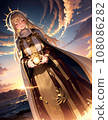 Card game style fantasy illustration Female sun god AI generated 108086282