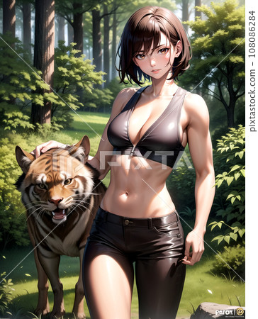 Card game style fantasy illustration Hunter AI generation 108086284