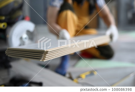 Laminate flooring on background of master closeup 108086398