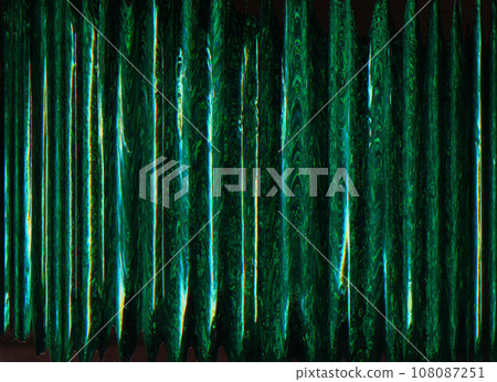 Color glitch texture. Distortion background. Digital artifacts. Green yellow noise on dark black abstract modern illustration empty space wallpaper. Color glitch texture. Distortion background. Digital artifacts. Green yellow noise on dark black abstract modern illustration empty space wallpaper. 108087251