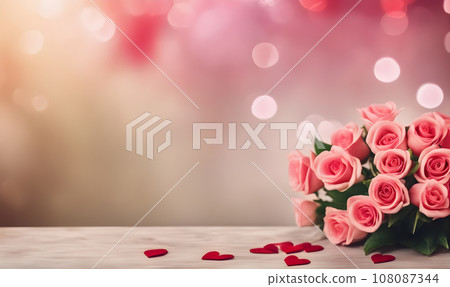 Valentine's Day love with hearts and roses 108087344
