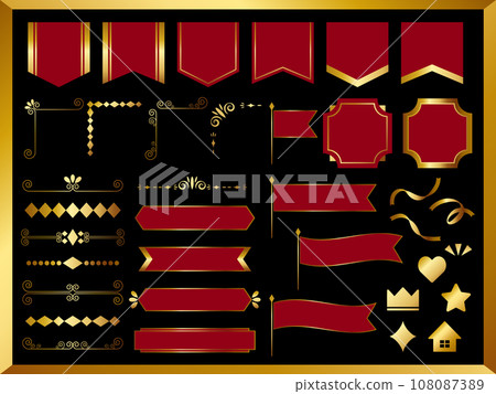 Luxury ornament and frame set red and gold Luxury ornament and frame set red and gold 108087389