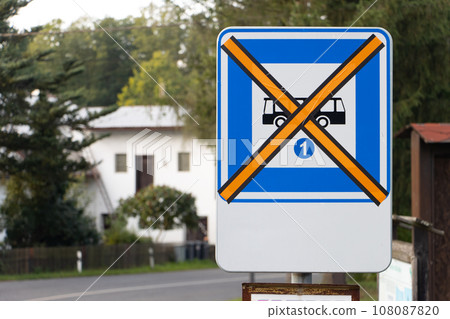 Bus station sign with temporary restriction. Timetable changes Bus station sign with temporary restriction. Timetable changes 108087820