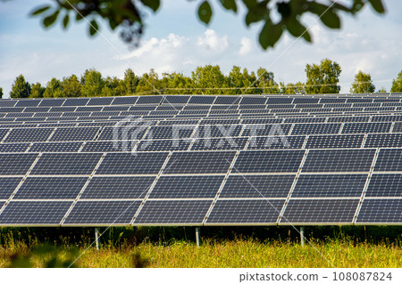 Rows of solar panels in a solar power plant Rows of solar panels in a solar power plant 108087824