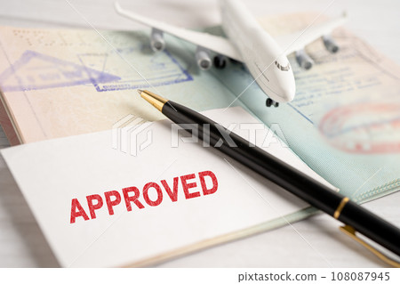 Approved Stamp visa and passport document to immigration at airport in country. Approved Stamp visa and passport document to immigration at airport in country. 108087945