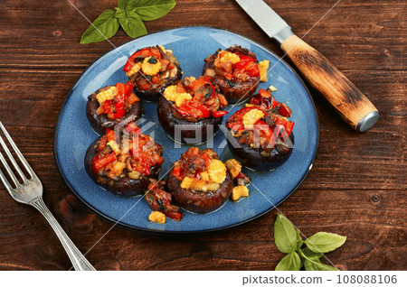 Plate with stuffed mushrooms Plate with stuffed mushrooms 108088106