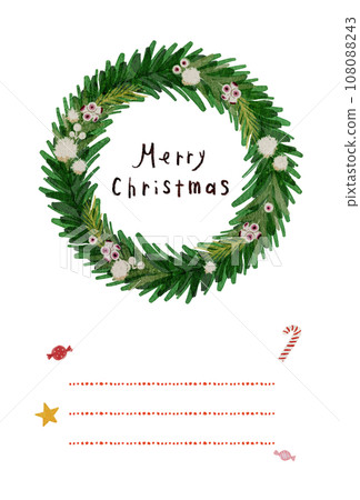 Christmas wreath Christmas card Simple and stylish illustration Handwritten touch 108088243