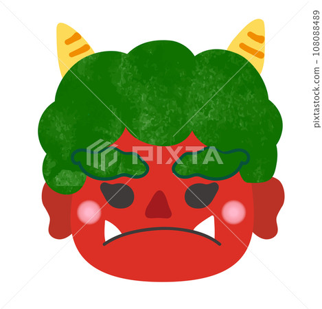 [節分素材] 紅色惡魔臉 108088489