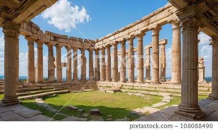 Ancient ruins under the blue sky (AI generation) 108088490