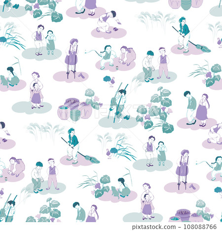 Seamless pattern vector illustration of children playing various traditional Korean games. 108088766