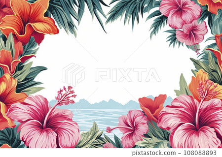 Background material "AI generated image" with hibiscus flower motif 108088893