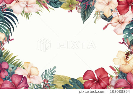 Background material "AI generated image" with hibiscus flower motif 108088894