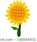 A cartoon drawing of a bright yellow sunflower. 108088932