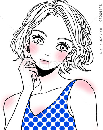 年輕女子用手摀著臉頰微笑 年輕女子用手摀著臉頰微笑 108089168