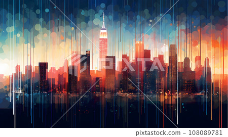 architecture abstract cityscape buildings with skyscrapers generative AI. 108089781