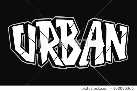 Urban - single word, letters graffiti style. Vector hand drawn logo. Funny cool trippy word Urban, fashion, graffiti style print t-shirt, poster concept 108090366