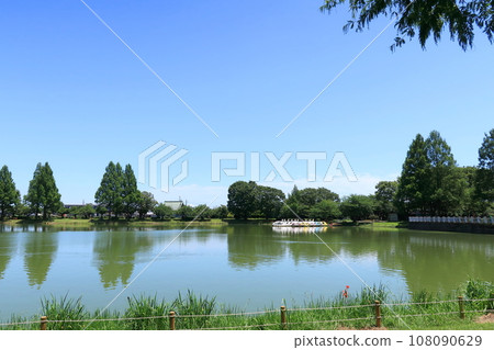 有池塘的公園的風景 108090629