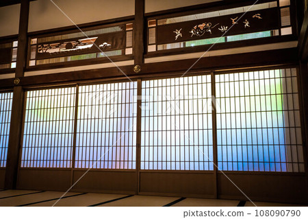 Beautiful gradation shoji screens decorate the Japanese-style room at Eiheiji Temple in Fukui Beautiful gradation shoji screens decorate the Japanese-style room at Eiheiji Temple in Fukui 108090790