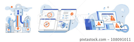 Malware spyware virus. Vector illustration. Errors in software clead to system vulnerabilities and infections Malicious software poses significant threat to online security Infected systems cspread 108091011