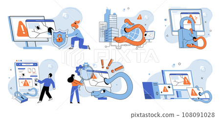 Information privacy. Vector illustration. Services manage databases must prioritize datsecurity and privacy Guards and defenses shield sensitive information from cyber threats Saving personal Information privacy. Vector illustration. Services manage databases must prioritize datsecurity and privacy Guards and defenses shield sensitive information from cyber threats Saving personal 108091028