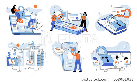 Information privacy. Vector illustration. Datprotection policies are foundation safeguarding confidential information Personal information should be securely stored and protected Documents containing Information privacy. Vector illustration. Datprotection policies are foundation safeguarding confidential information Personal information should be securely stored and protected Documents containing 108091035