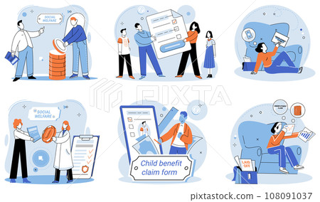 Care allowance. Vector illustration. Handicapped individuals require assistance and support to lead fulfilling lives Disabled individuals face unique challenges require financial support Incapacitated 108091037