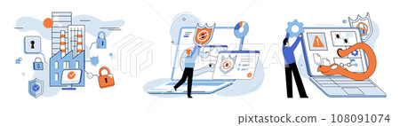 Information privacy. Vector illustration. Documents containing private datrequire strict confidentiality measures In cyberspace, identification protocols ensure secure and authenticated access 108091074