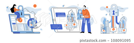 Malware spyware virus. Vector illustration. Spam emails often contain malware and phishing attempts Online safety relies on robust security systems and user awareness Fraudulent activities require 108091095