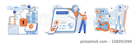Data protection. Vector illustration. Laptops are essential tools for datmanagement and protection Vector illustrations visually represent datprotection concepts Illustrations convey importance 108091098
