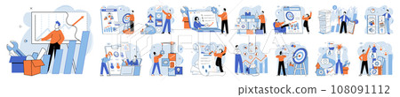 Business development. Vector illustration. Men and women excel in diverse business roles and leadership positions Inclusive groups leverage diverse perspectives for success Finance experts predict 108091112