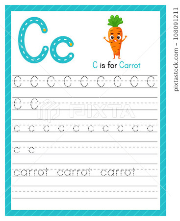 Trace letter C uppercase and lowercase.... - Stock Illustration ...