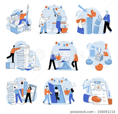 Paperwork. Vector illustration. The career journey involves significant involvement in paperwork and corporate tasks The paperwork overload feels burdensome and never-ending The pile documents waiting Paperwork. Vector illustration. The career journey involves significant involvement in paperwork and corporate tasks The paperwork overload feels burdensome and never-ending The pile documents waiting 108091218