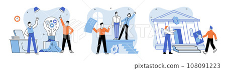 Successful business. Vector illustration. Leadership sets tone and direction for corporate success Seamless communication and teamwork are keys to achieving success Partnerships thrive Successful business. Vector illustration. Leadership sets tone and direction for corporate success Seamless communication and teamwork are keys to achieving success Partnerships thrive 108091223