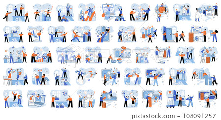Crowdfunding. Vector illustration. Transparency and accountability are provided in crowdfunding campaigns Financial support helps businesses expand operations through crowdfunding Donations support 108091257