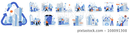 Clean city. Vector illustration. Social and environmental goals are intertwined in clean city It recognizes healthy environment is crucial forwell-being and quality of life of its residents 108091308